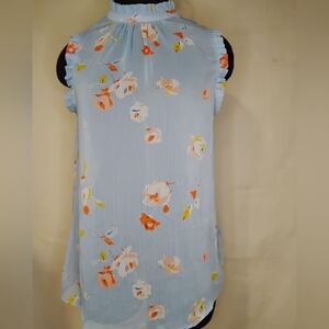 Who What Wear Light Blue Floral Blouse